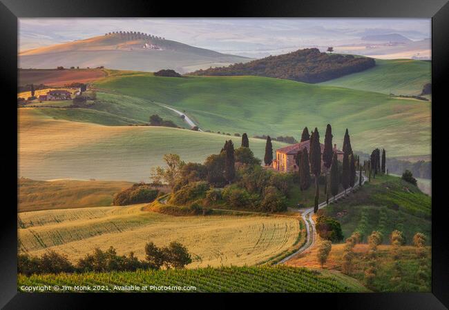 Podere Belvedere in Tuscany Framed Print by Jim Monk