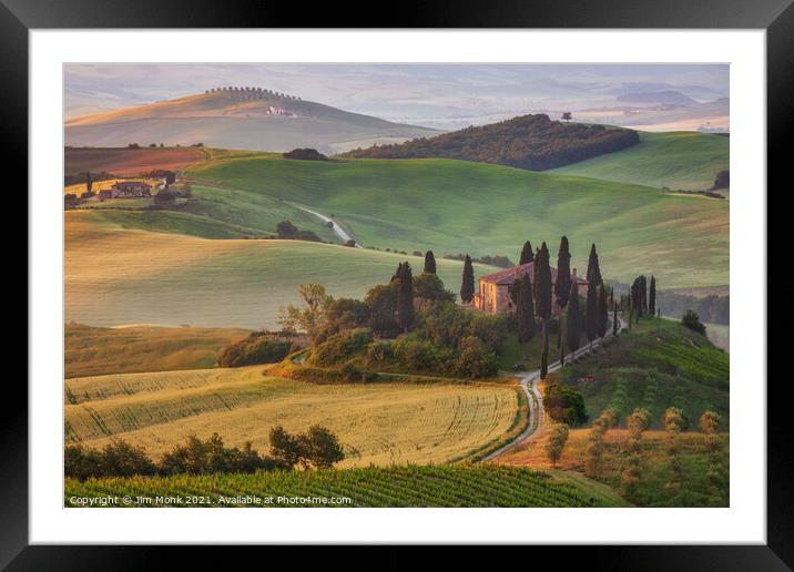 Podere Belvedere in Tuscany Framed Mounted Print by Jim Monk