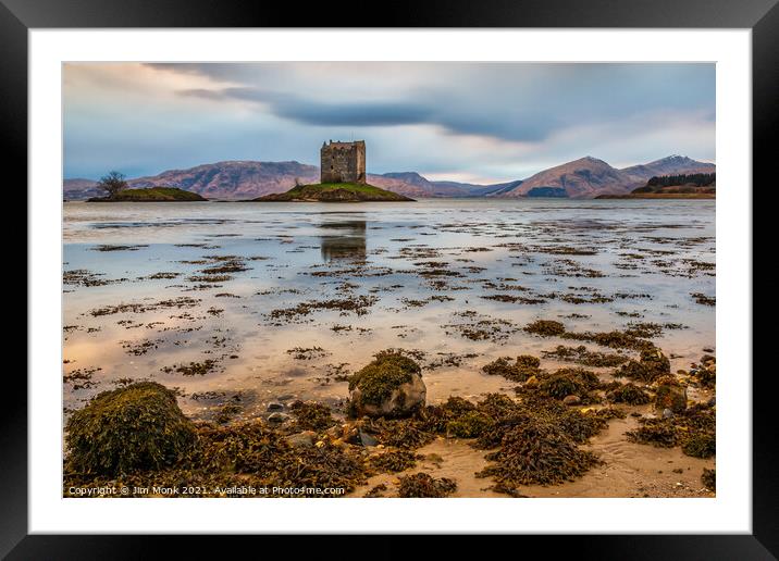 Twilight at Castle Stalker, Loch Laich Framed Mounted Print by Jim Monk