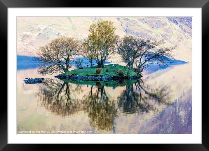 Island Reflections, Buttermere  Framed Mounted Print by Jim Monk