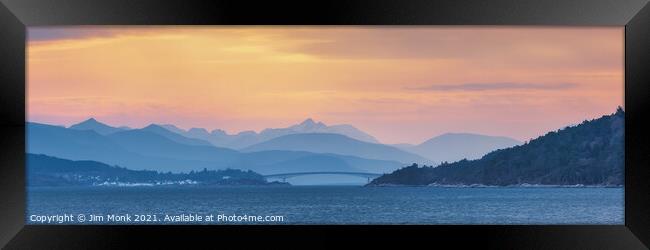 Sunset over Skye Bridge  Framed Print by Jim Monk