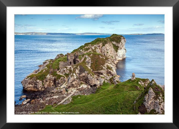 Kinbane Head and Castle Framed Mounted Print by Jim Monk