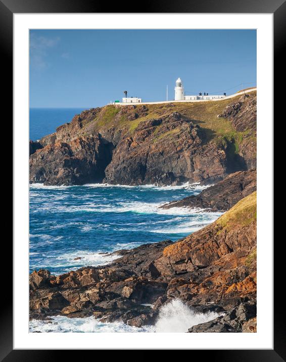 Pendeen Lighthouse, Cape Cornwall Framed Mounted Print by Jim Monk