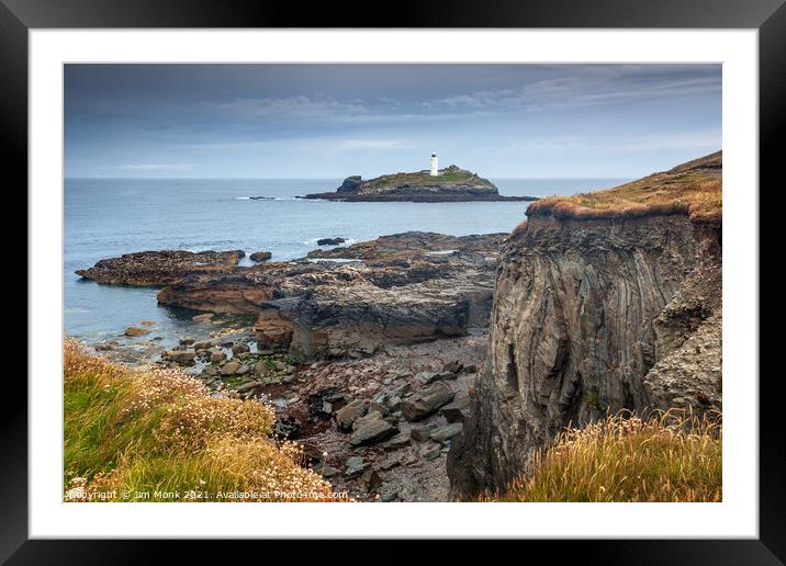 Godrevy Lighthouse, Cornwall Framed Mounted Print by Jim Monk