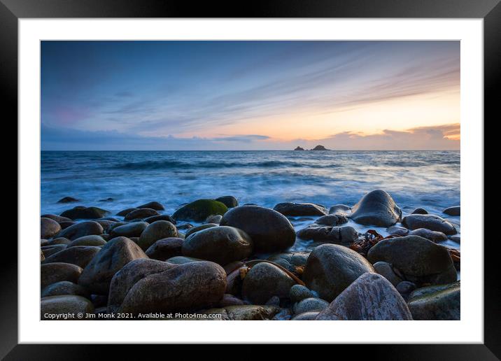 Porth Nanven Sunset, Cornwall Framed Mounted Print by Jim Monk