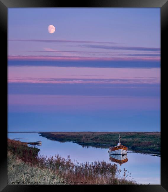 Moonrise, Saltfleet Haven, Lincolnshire Framed Print by Tony Gaskins