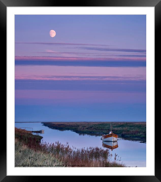 Moonrise, Saltfleet Haven, Lincolnshire Framed Mounted Print by Tony Gaskins