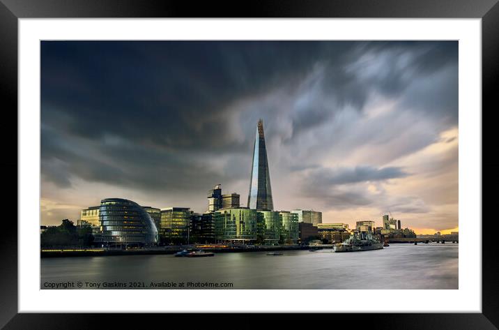 Storm Over The Shard, London Framed Mounted Print by Tony Gaskins