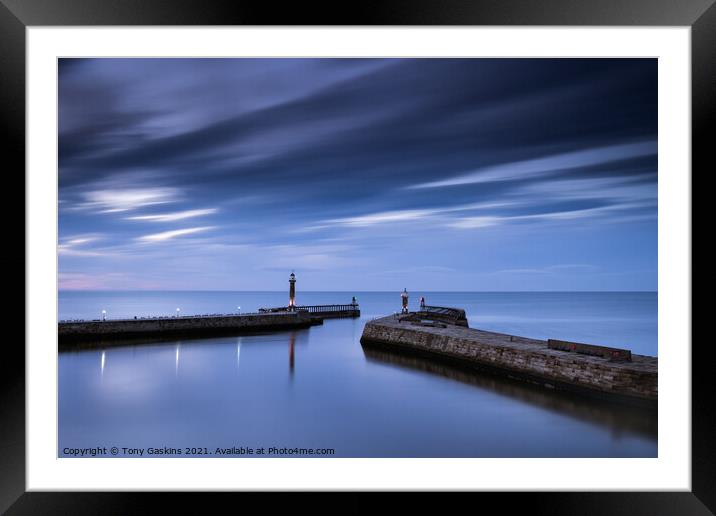 Twilight, Whitby Harbour Framed Mounted Print by Tony Gaskins