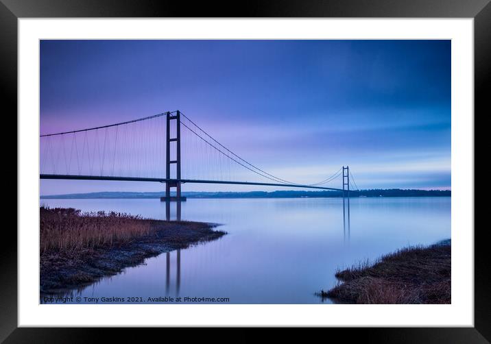 Winter Light, Humber Bridge, North Lincolnshire Framed Mounted Print by Tony Gaskins