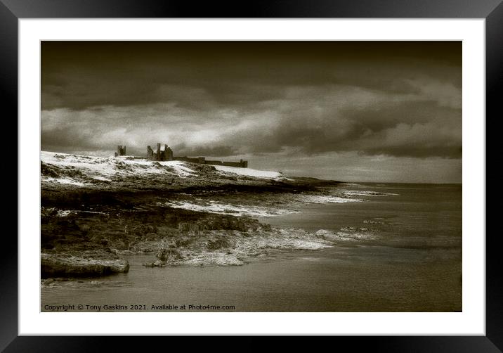 Storm Over Dunstanborough Castle, Northumberland Framed Mounted Print by Tony Gaskins