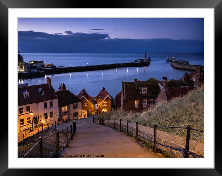 199 Steps, Whitby at Dusk Framed Mounted Print by Tony Gaskins
