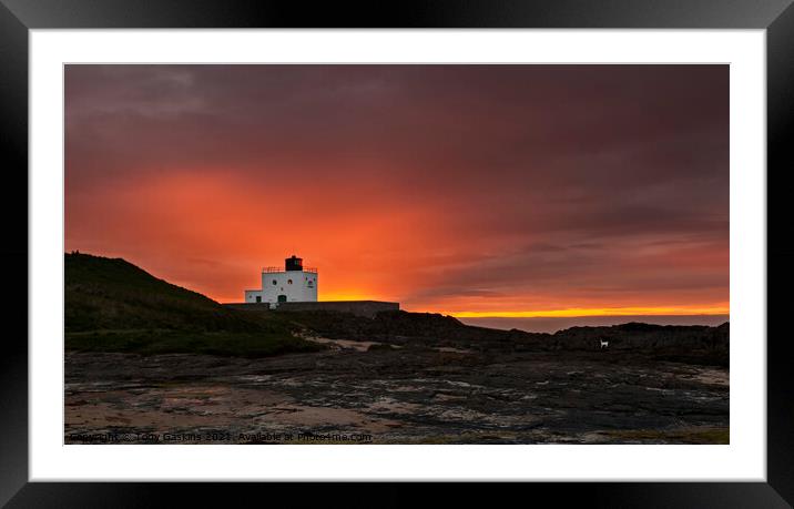 Red Sky at Night, Bamburgh Northumberland  Framed Mounted Print by Tony Gaskins
