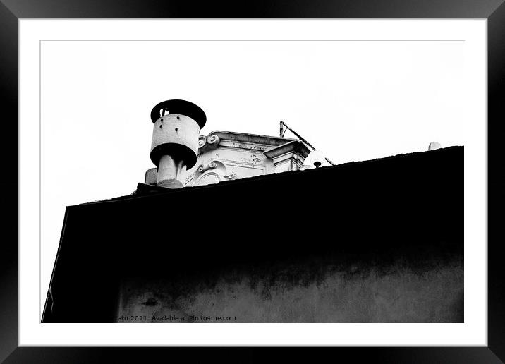 Italian roof in black and white Framed Mounted Print by Andy Huckleberry Williamson III