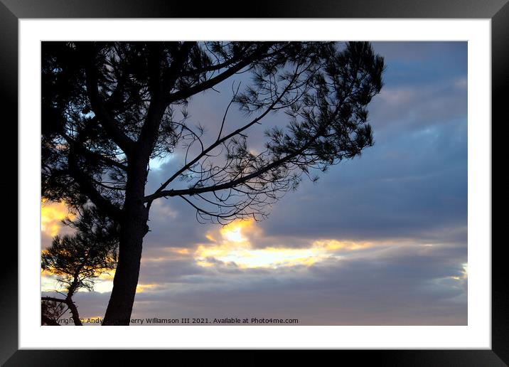 Winterly sunset in Genoa, Liguria, Italy Framed Mounted Print by Andy Huckleberry Williamson III