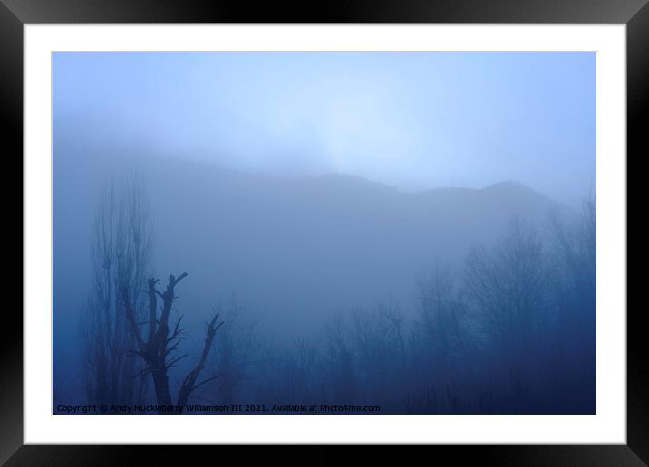 Blue foggy panorama in Casella, Genoa, Italy Framed Mounted Print by Andy Huckleberry Williamson III
