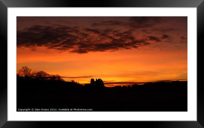 Sunset at Ogmore Castle. Framed Mounted Print by Glyn Evans