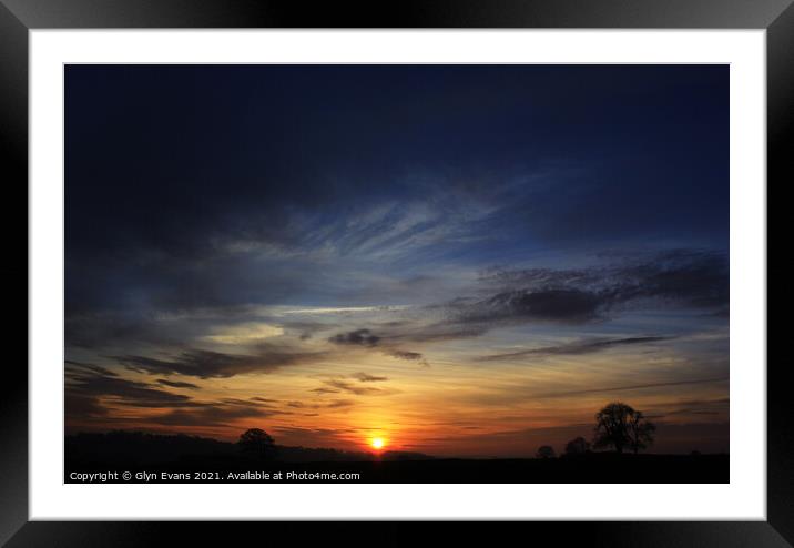 Winter Sunset Framed Mounted Print by Glyn Evans