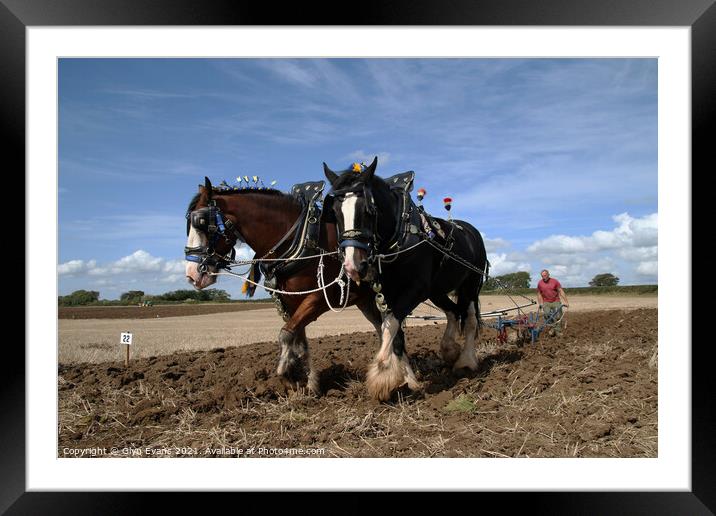 Ploughing Framed Mounted Print by Glyn Evans