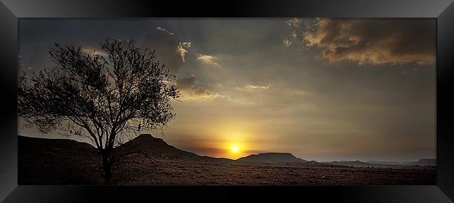 Desert Sunset Framed Print by Simon Curtis