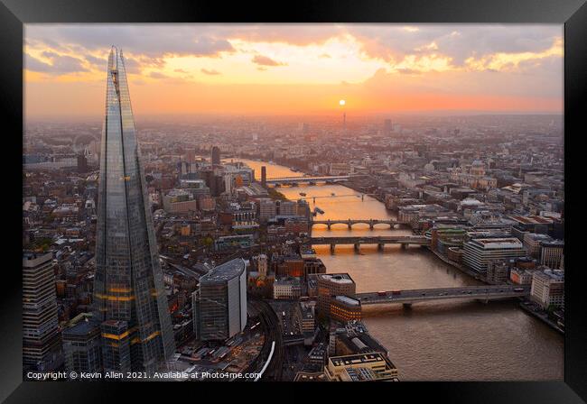 London  Sunset over the Thames Framed Print by Kevin Allen