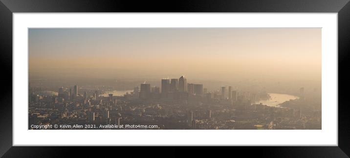 Canary Wharf Mist Framed Mounted Print by Kevin Allen