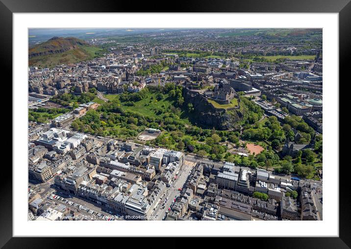 Edinburgh Castle Aerial view Framed Mounted Print by Kevin Allen