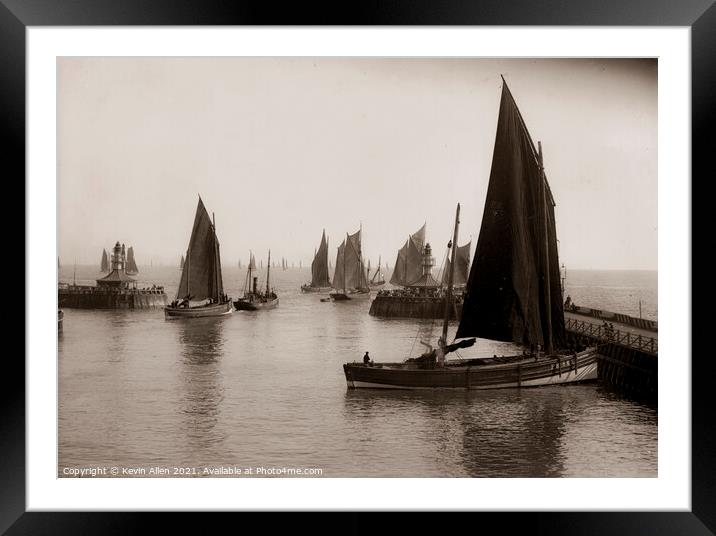 Scottish fishing boat, Edwardian. ,from original v Framed Mounted Print by Kevin Allen