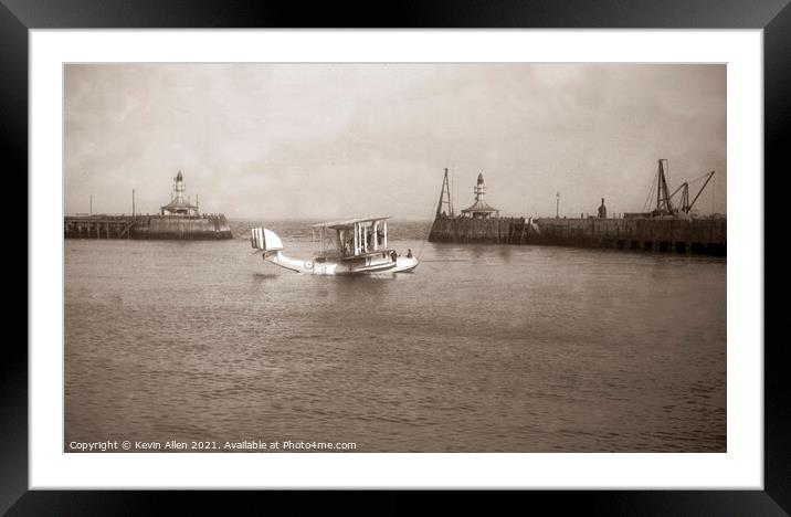 Sepia Seaplane, ,from original vintage negative Framed Mounted Print by Kevin Allen