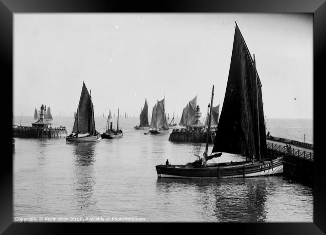 The Fleet leaves Harbour, ,from original vintage n Framed Print by Kevin Allen