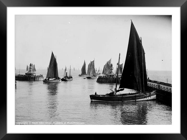 The Fleet leaves Harbour, ,from original vintage n Framed Mounted Print by Kevin Allen