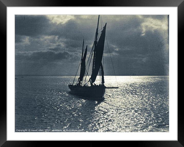 Vintage picture sailing fishing Smack, ,from origi Framed Mounted Print by Kevin Allen