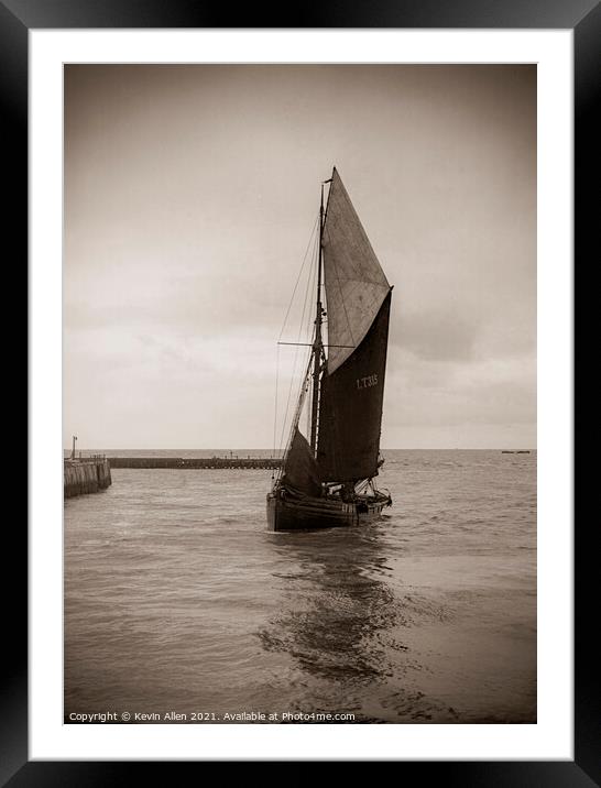 Edwardian Sailing fishing Smack. Framed Mounted Print by Kevin Allen