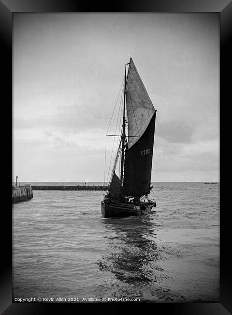 Sailing fishing Smack from original vintage negati Framed Print by Kevin Allen