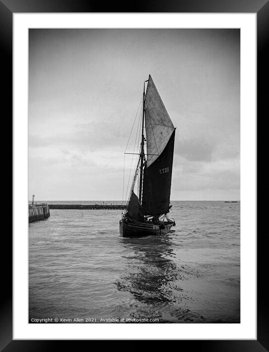 Sailing fishing Smack from original vintage negati Framed Mounted Print by Kevin Allen