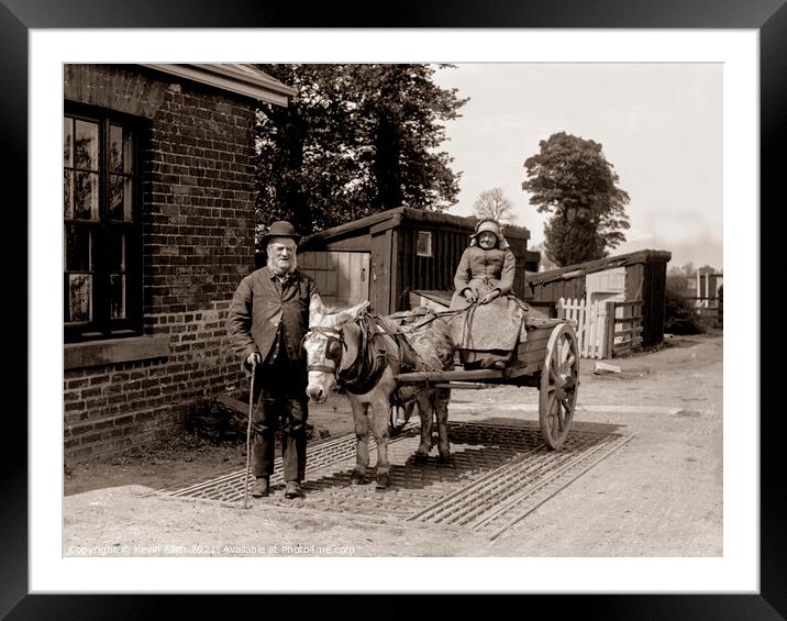  Old couple and Donkey cart, original vintage nega Framed Mounted Print by Kevin Allen