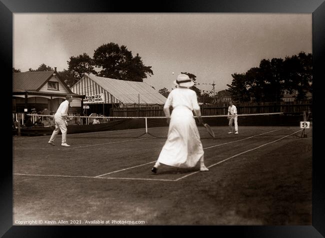 Vintage mixed doubles Tennis, original vintage neg Framed Print by Kevin Allen