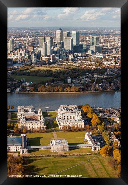 Greenwich and Isle of dogs . Framed Print by Kevin Allen