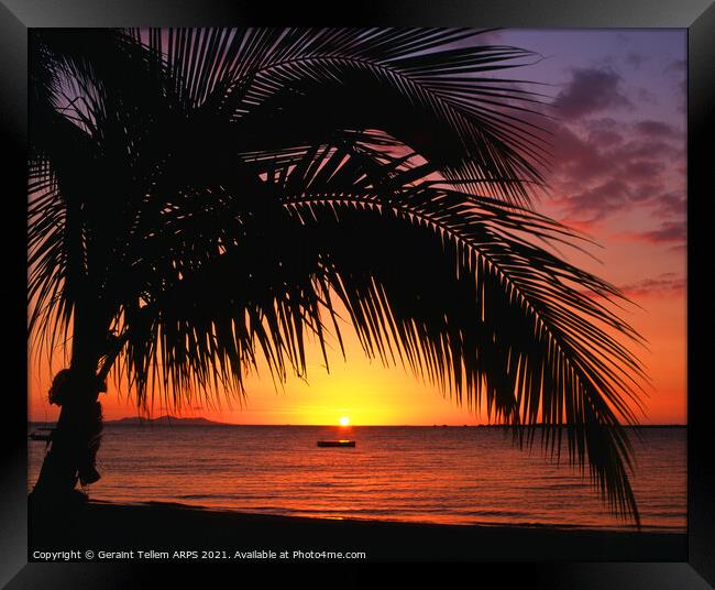 Sunset from near Nadi, Fiji, Oceania, South Pacific Framed Print by Geraint Tellem ARPS