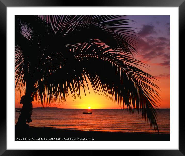 Sunset from near Nadi, Fiji, Oceania, South Pacific Framed Mounted Print by Geraint Tellem ARPS