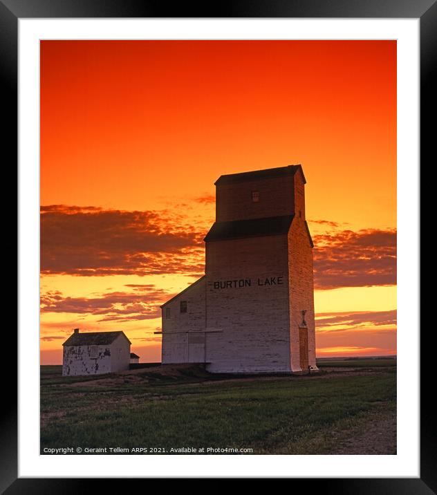 Grain elevator at sunset, Saskatchewan, Canada Framed Mounted Print by Geraint Tellem ARPS