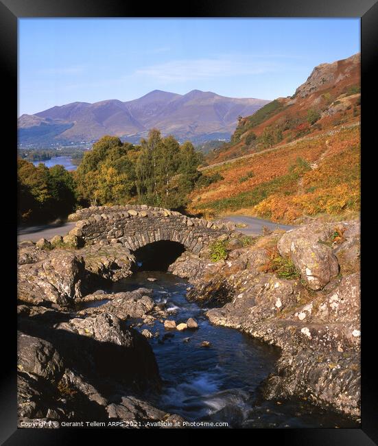 Ashness Bridge and Derwent Water, Lake District, Cumbria, UK Framed Print by Geraint Tellem ARPS