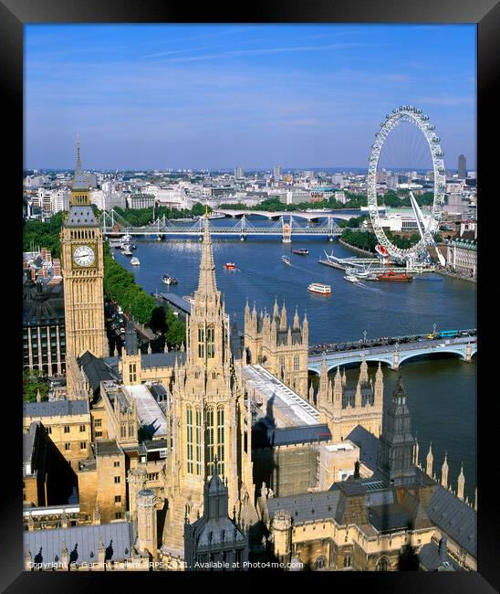 Big Ben,Westminster Bridge, Thames and London Eye, London, UK Framed Print by Geraint Tellem ARPS