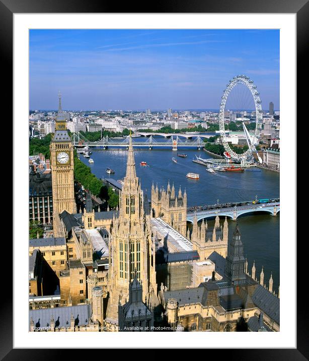 Big Ben,Westminster Bridge, Thames and London Eye, London, UK Framed Mounted Print by Geraint Tellem ARPS