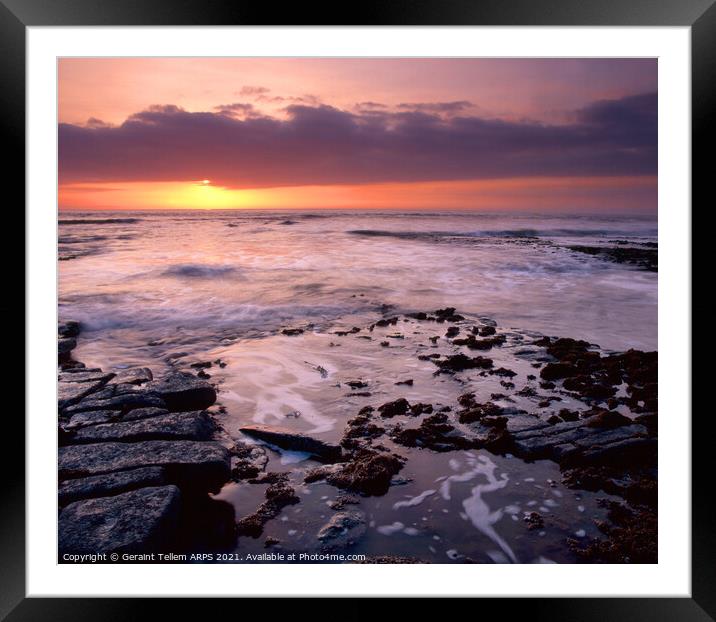 Sunset from Nash Point, South Wales, UK Framed Mounted Print by Geraint Tellem ARPS