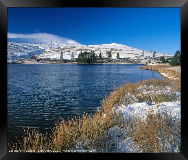 Beacons reservoir in winter, Brecon Beacons, Powys, Wales Framed Print by Geraint Tellem ARPS