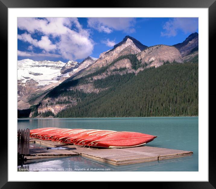 Canoes, Lake Louise, Rocky Mountains Alberta, Canada Framed Mounted Print by Geraint Tellem ARPS