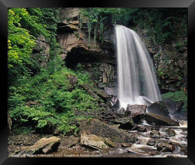 Melincourt waterfall, nr Ystradfellte, Neath valley, Wales Framed Print by Geraint Tellem ARPS