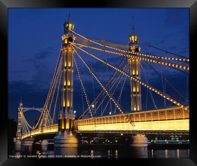 Albert Bridge at twilight, London, England, UK Framed Print by Geraint Tellem ARPS