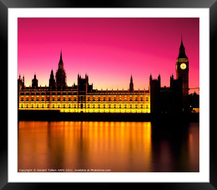 Houses of Parliament at twilight, London, UK Framed Mounted Print by Geraint Tellem ARPS